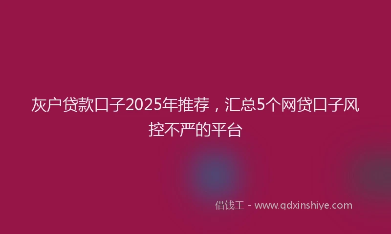 灰户贷款口子2025年推荐，汇总5个网贷口子风控不严的平台