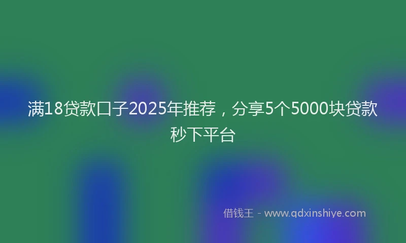 满18贷款口子2025年推荐，分享5个5000块贷款秒下平台