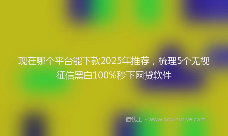 现在哪个平台能下款2025年推荐，梳理5个无视征信黑白100%秒下网贷软件
