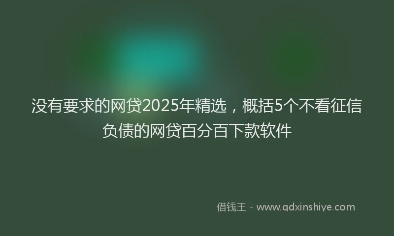 没有要求的网贷2025年精选，概括5个不看征信负债的网贷百分百下款软件