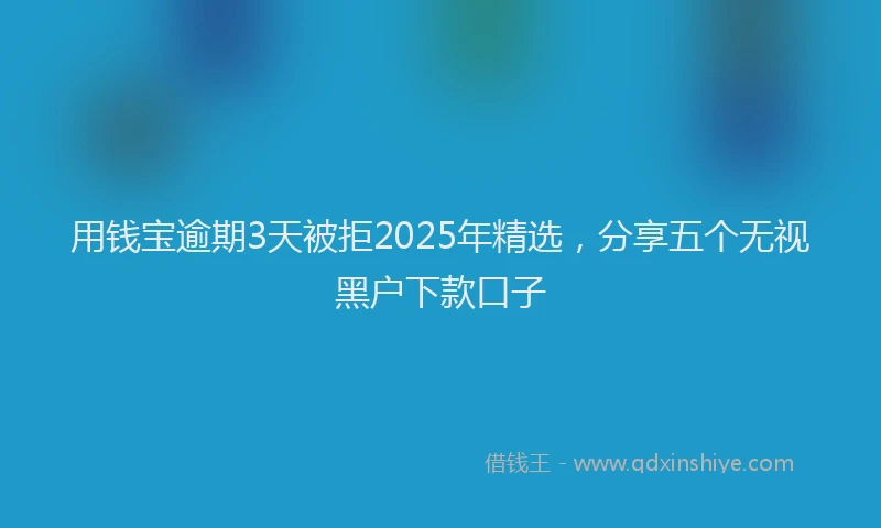 用钱宝逾期3天被拒2025年精选，分享五个无视黑户下款口子