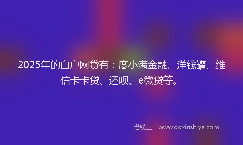 2025年的白户网贷有：度小满金融、洋钱罐、维信卡卡贷、还呗、e微贷等。