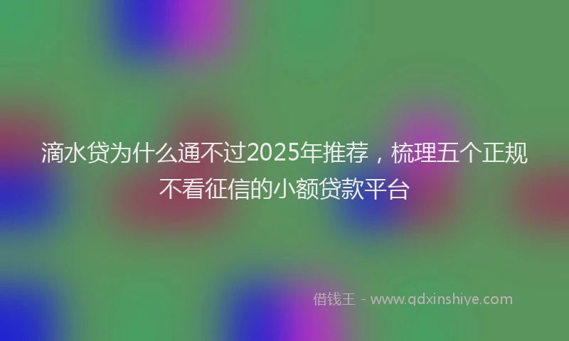 滴水贷为什么通不过2025年推荐，梳理五个正规不看征信的小额贷款平台