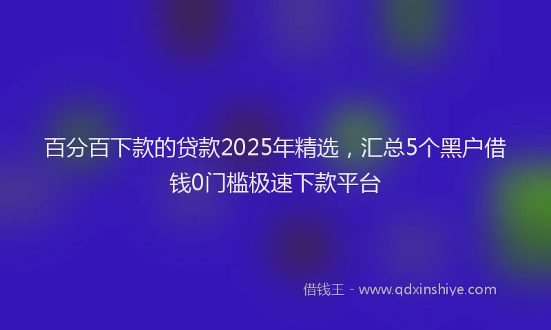 百分百下款的贷款2025年精选，汇总5个黑户借钱0门槛极速下款平台