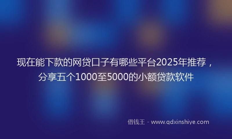 现在能下款的网贷口子有哪些平台2025年推荐，分享五个1000至5000的小额贷款软件