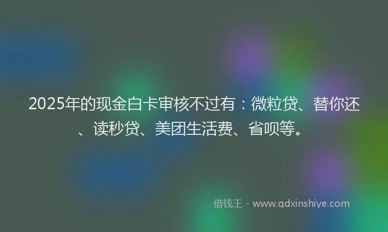2025年的现金白卡审核不过有：微粒贷、替你还、读秒贷、美团生活费、省呗等。