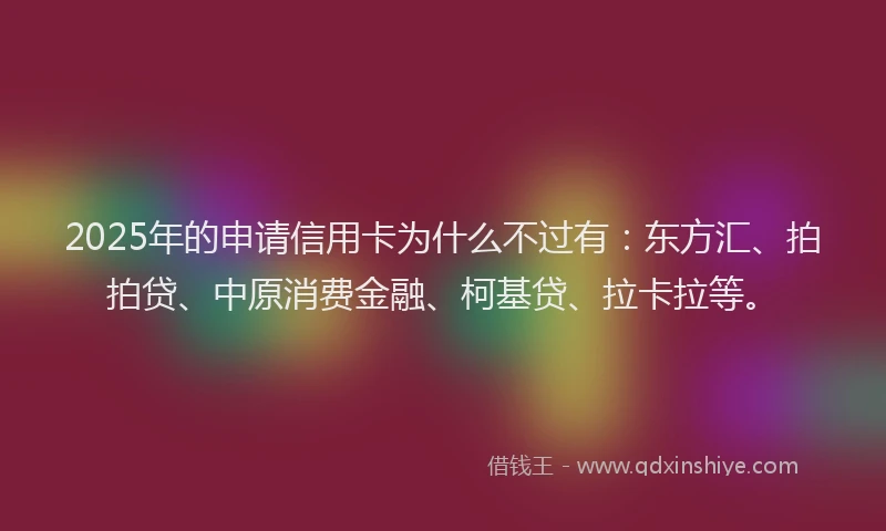 2025年的申请信用卡为什么不过有：东方汇、拍拍贷、中原消费金融、柯基贷、拉卡拉等。