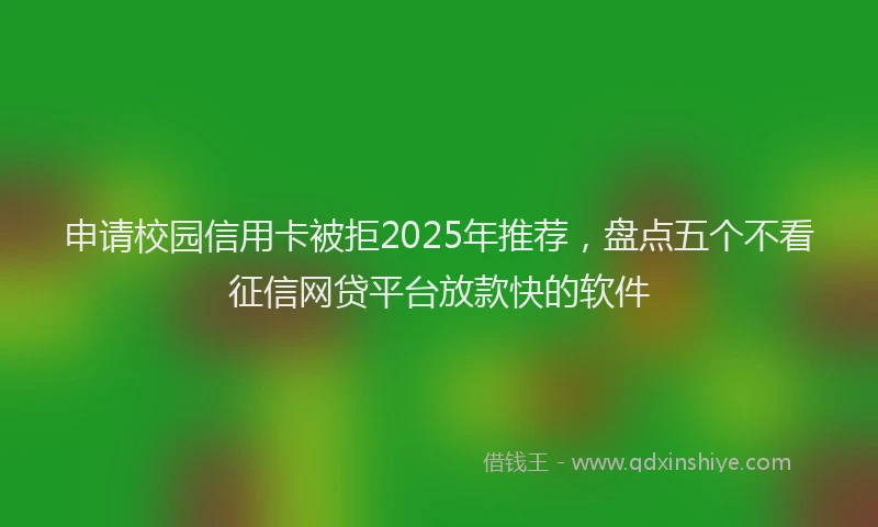 申请校园信用卡被拒2025年推荐，盘点五个不看征信网贷平台放款快的软件