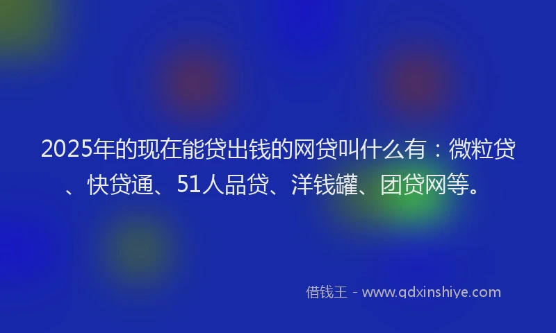 2025年的现在能贷出钱的网贷叫什么有：微粒贷、快贷通、51人品贷、洋钱罐、团贷网等。