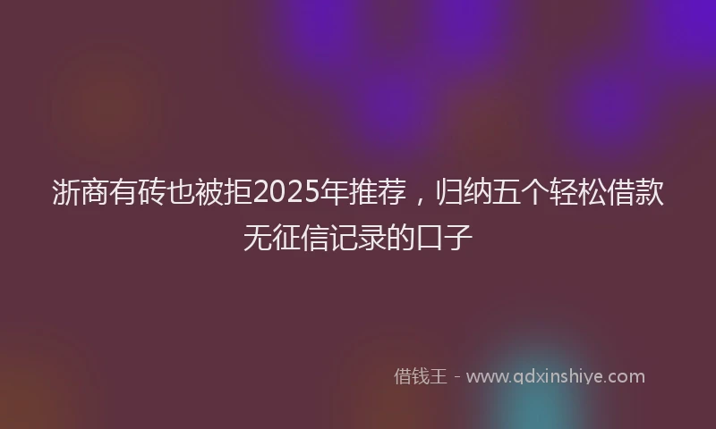 浙商有砖也被拒2025年推荐，归纳五个轻松借款无征信记录的口子