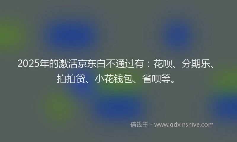 2025年的激活京东白不通过有：花呗、分期乐、拍拍贷、小花钱包、省呗等。