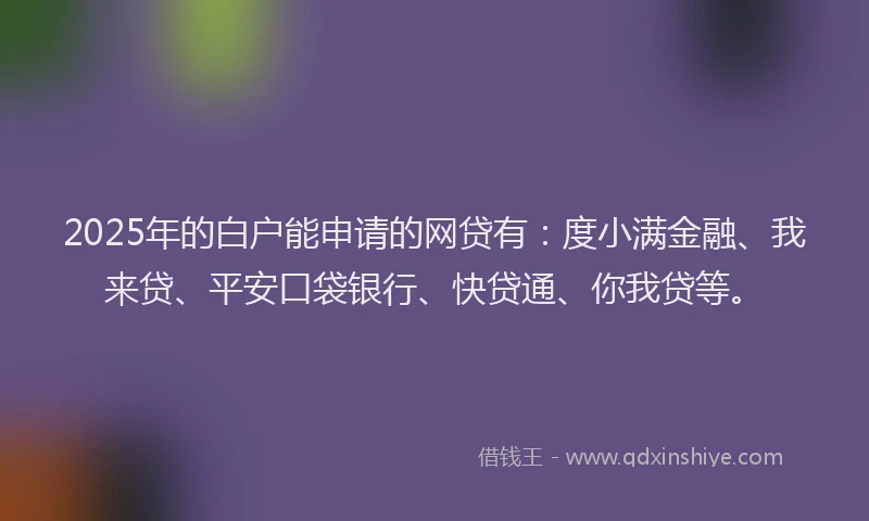 2025年的白户能申请的网贷有：度小满金融、我来贷、平安口袋银行、快贷通、你我贷等。