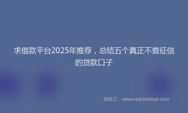 求借款平台2025年推荐，总结五个真正不查征信的贷款口子
