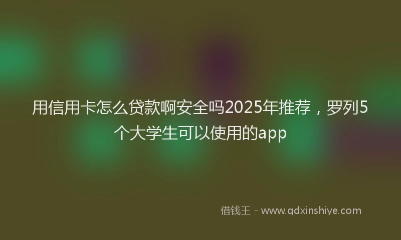 用信用卡怎么贷款啊安全吗2025年推荐，罗列5个大学生可以使用的app