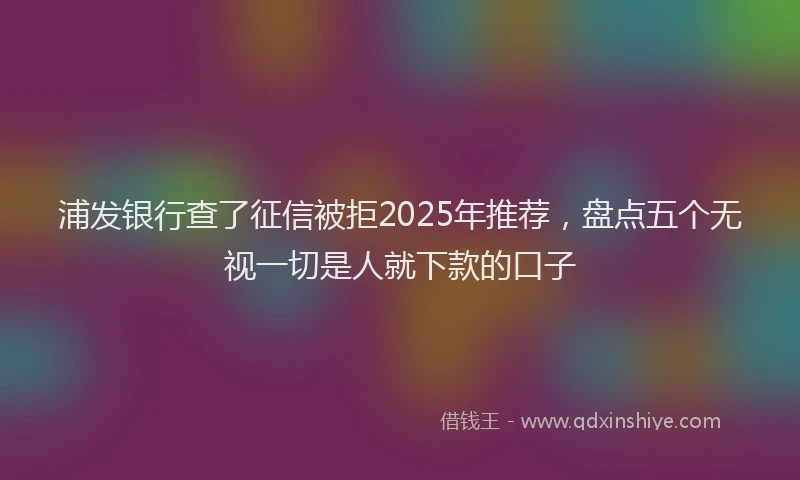 浦发银行查了征信被拒2025年推荐，盘点五个无视一切是人就下款的口子