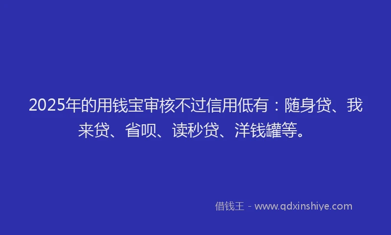 2025年的用钱宝审核不过信用低有：随身贷、我来贷、省呗、读秒贷、洋钱罐等。