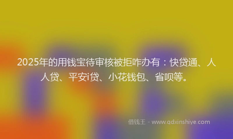2025年的用钱宝待审核被拒咋办有：快贷通、人人贷、平安i贷、小花钱包、省呗等。