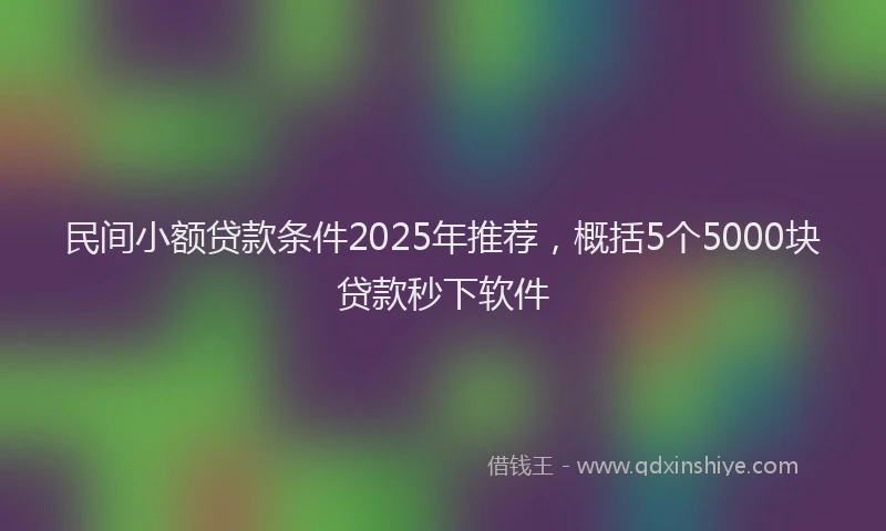 民间小额贷款条件2025年推荐，概括5个5000块贷款秒下软件