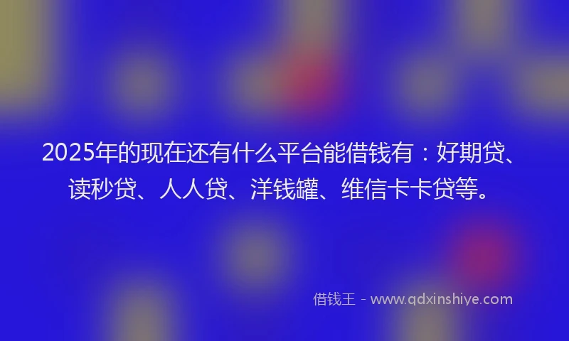 2025年的现在还有什么平台能借钱有：好期贷、读秒贷、人人贷、洋钱罐、维信卡卡贷等。