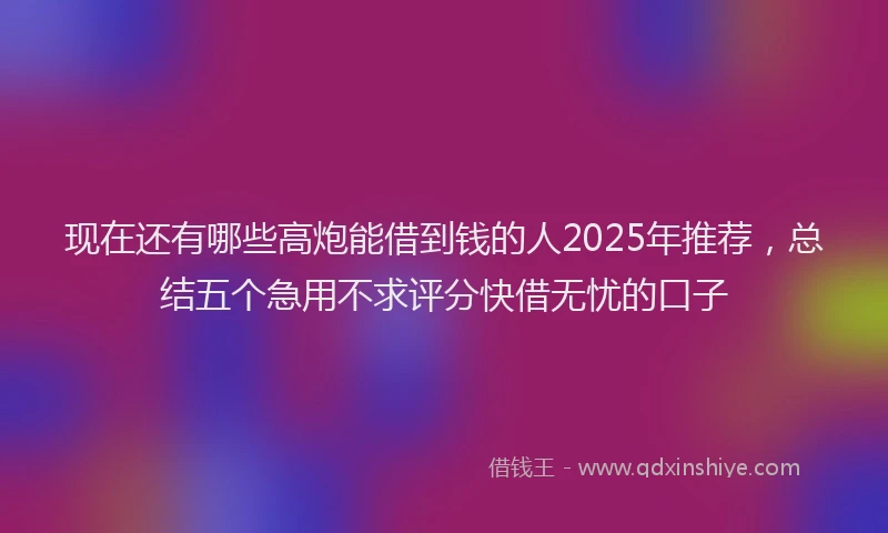 现在还有哪些高炮能借到钱的人2025年推荐，总结五个急用不求评分快借无忧的口子