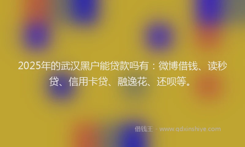 2025年的武汉黑户能贷款吗有：微博借钱、读秒贷、信用卡贷、融逸花、还呗等。