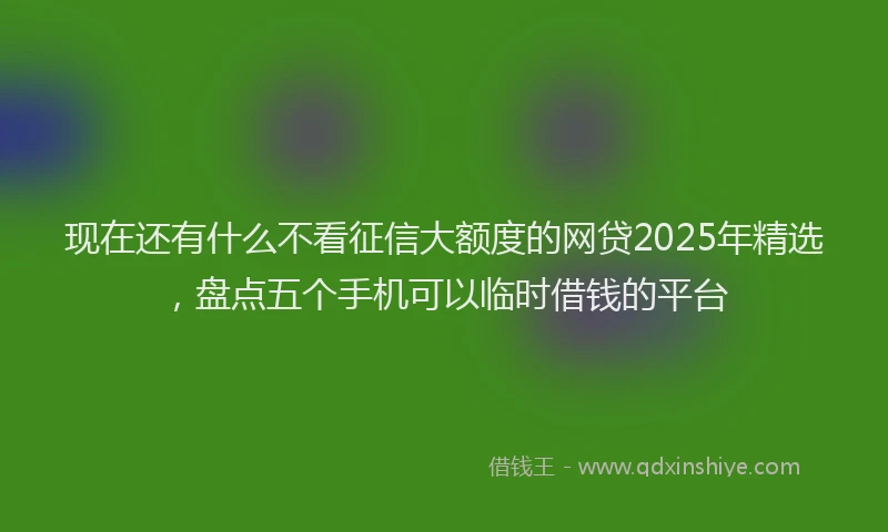 现在还有什么不看征信大额度的网贷2025年精选，盘点五个手机可以临时借钱的平台