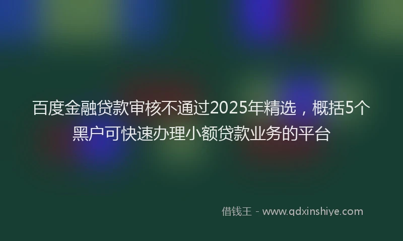 百度金融贷款审核不通过2025年精选，概括5个黑户可快速办理小额贷款业务的平台