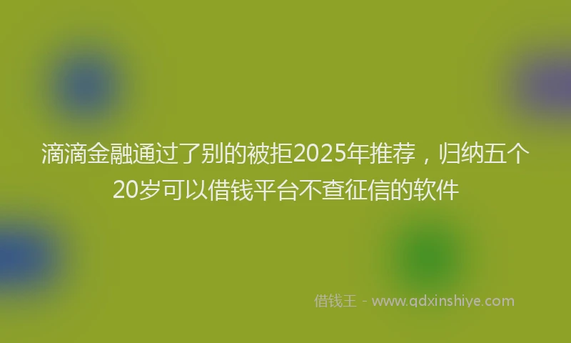 滴滴金融通过了别的被拒2025年推荐，归纳五个20岁可以借钱平台不查征信的软件