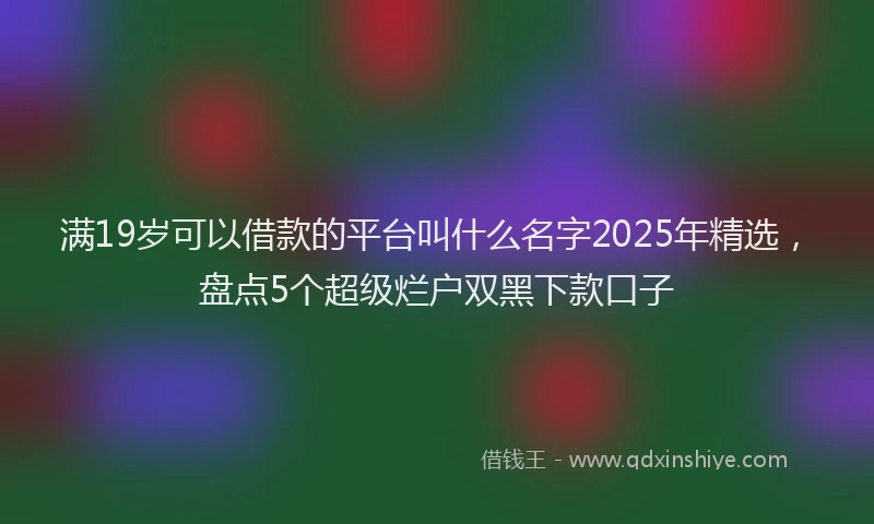 满19岁可以借款的平台叫什么名字2025年精选，盘点5个超级烂户双黑下款口子