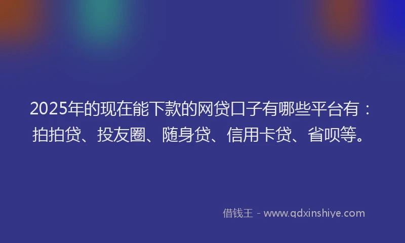 2025年的现在能下款的网贷口子有哪些平台有：拍拍贷、投友圈、随身贷、信用卡贷、省呗等。