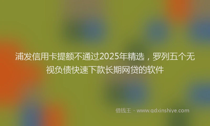 浦发信用卡提额不通过2025年精选，罗列五个无视负债快速下款长期网贷的软件