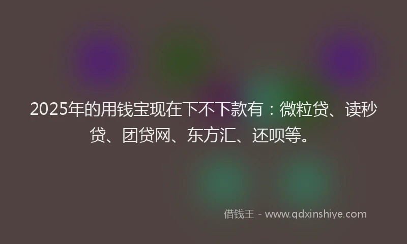 2025年的用钱宝现在下不下款有：微粒贷、读秒贷、团贷网、东方汇、还呗等。