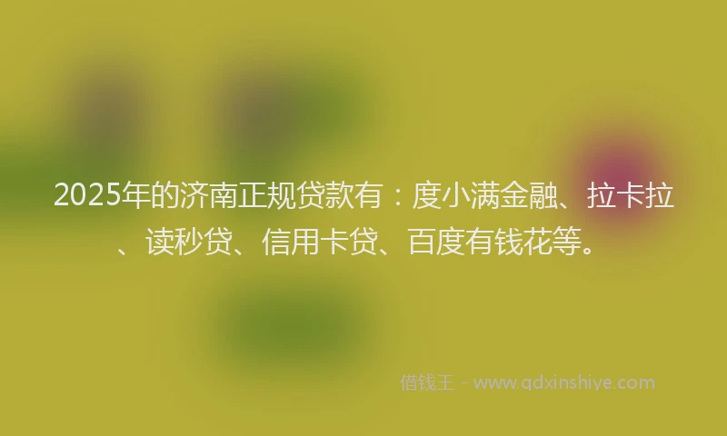 2025年的济南正规贷款有：度小满金融、拉卡拉、读秒贷、信用卡贷、百度有钱花等。