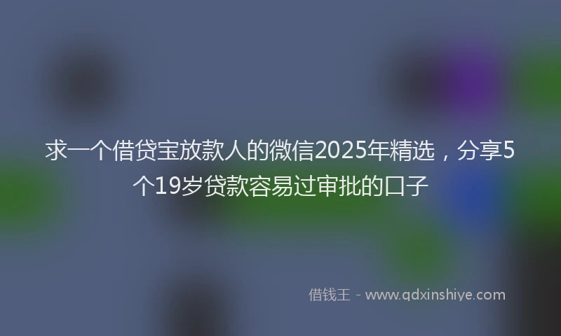 求一个借贷宝放款人的微信2025年精选，分享5个19岁贷款容易过审批的口子