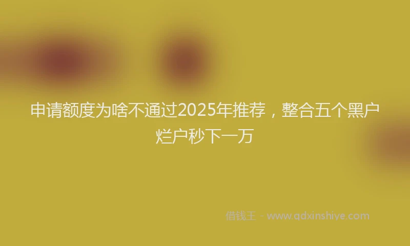 申请额度为啥不通过2025年推荐，整合五个黑户烂户秒下一万