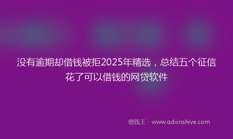 没有逾期却借钱被拒2025年精选，总结五个征信花了可以借钱的网贷软件