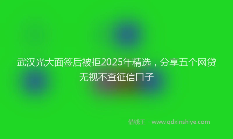 武汉光大面签后被拒2025年精选，分享五个网贷无视不查征信口子