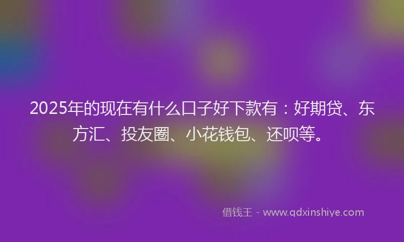 2025年的现在有什么口子好下款有：好期贷、东方汇、投友圈、小花钱包、还呗等。