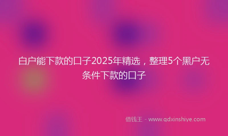 白户能下款的口子2025年精选，整理5个黑户无条件下款的口子