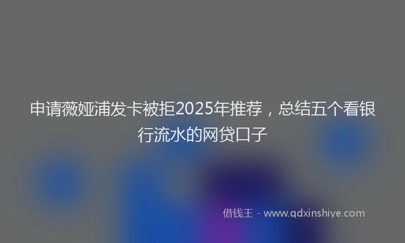 申请薇娅浦发卡被拒2025年推荐，总结五个看银行流水的网贷口子