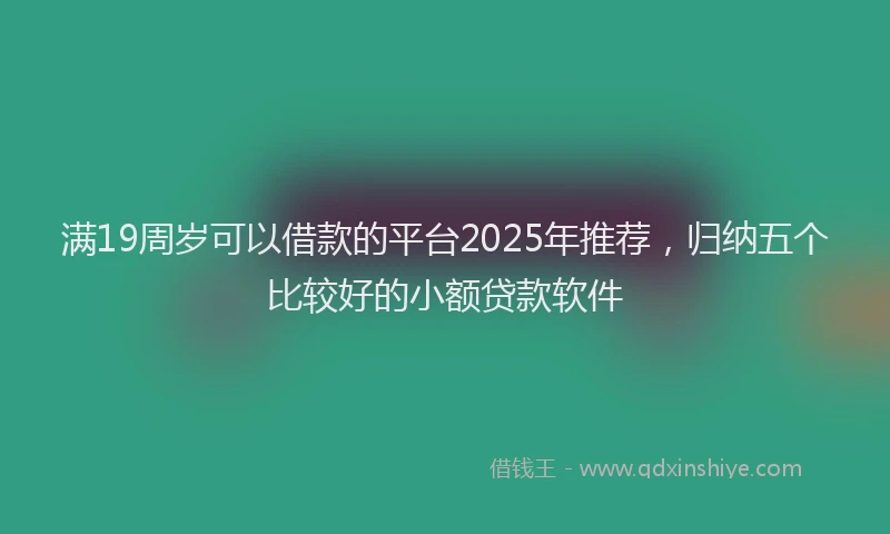 满19周岁可以借款的平台2025年推荐，归纳五个比较好的小额贷款软件