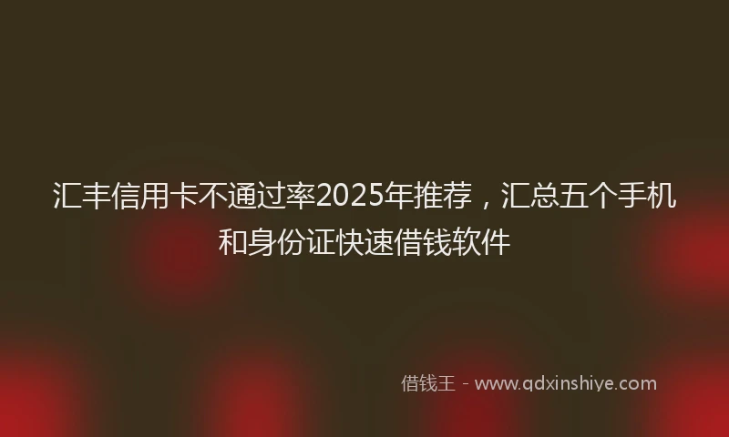 汇丰信用卡不通过率2025年推荐，汇总五个手机和身份证快速借钱软件