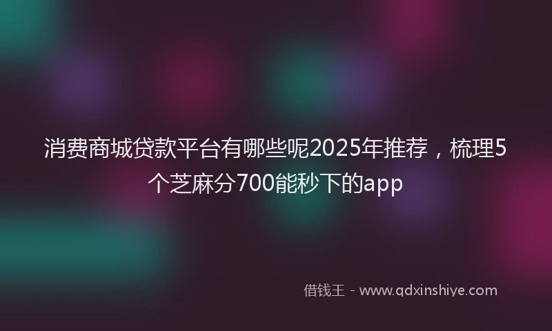 消费商城贷款平台有哪些呢2025年推荐，梳理5个芝麻分700能秒下的app