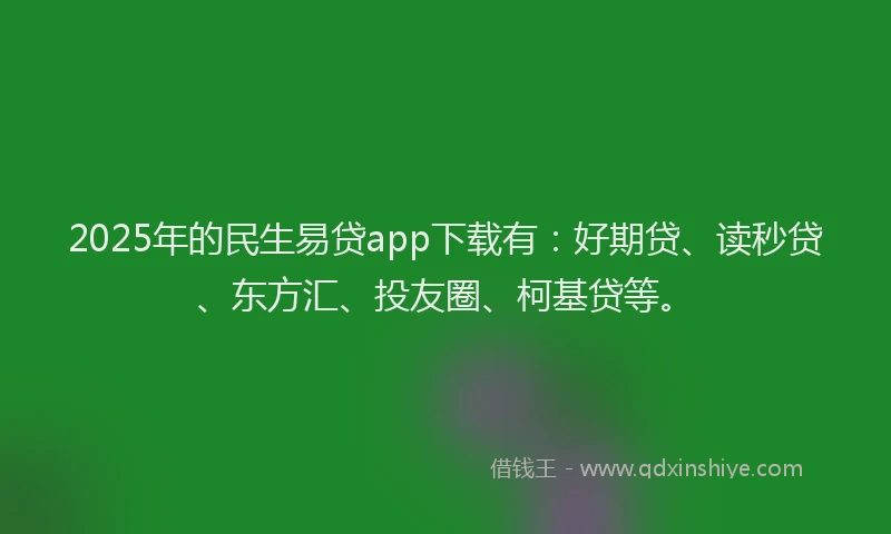 2025年的民生易贷app下载有：好期贷、读秒贷、东方汇、投友圈、柯基贷等。