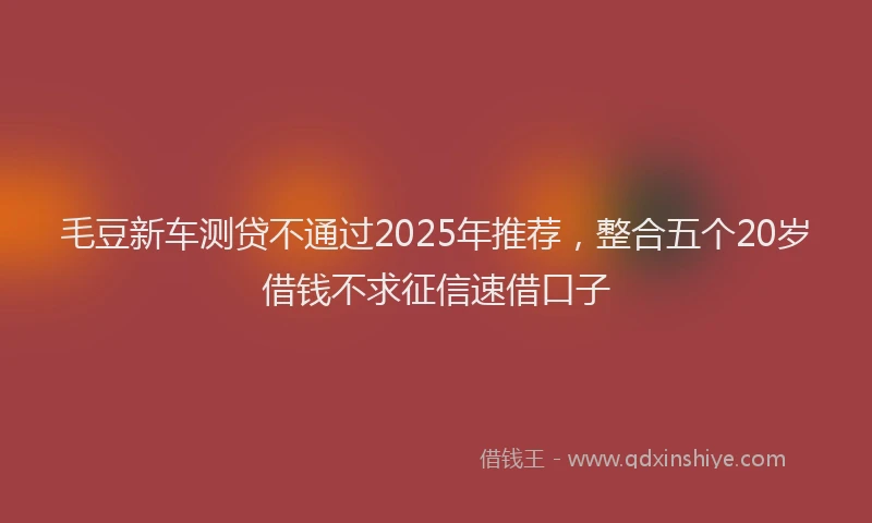 毛豆新车测贷不通过2025年推荐，整合五个20岁借钱不求征信速借口子
