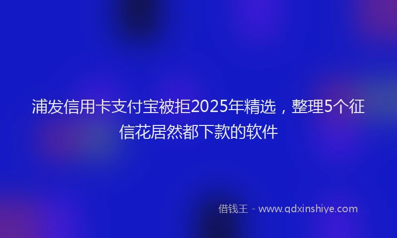 浦发信用卡支付宝被拒2025年精选，整理5个征信花居然都下款的软件