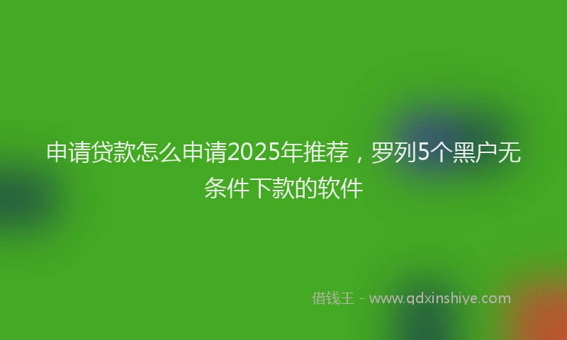 申请贷款怎么申请2025年推荐，罗列5个黑户无条件下款的软件