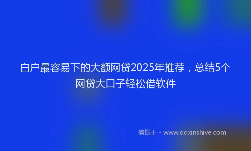 白户最容易下的大额网贷2025年推荐，总结5个网贷大口子轻松借软件