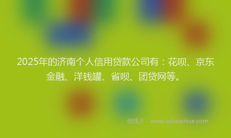 2025年的济南个人信用贷款公司有：花呗、京东金融、洋钱罐、省呗、团贷网等。