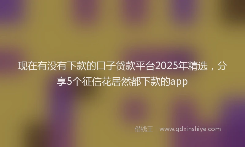 现在有没有下款的口子贷款平台2025年精选，分享5个征信花居然都下款的app